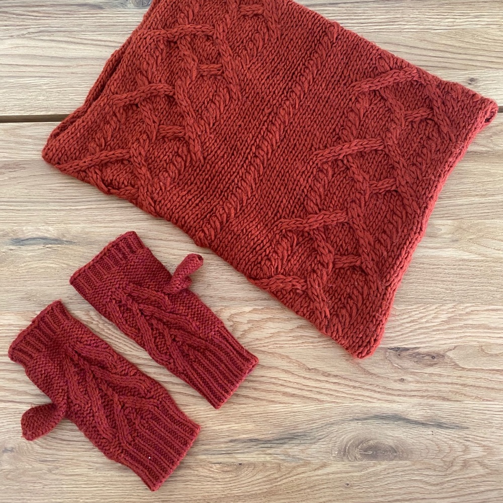 Infinity scarf and fingerless mitts set